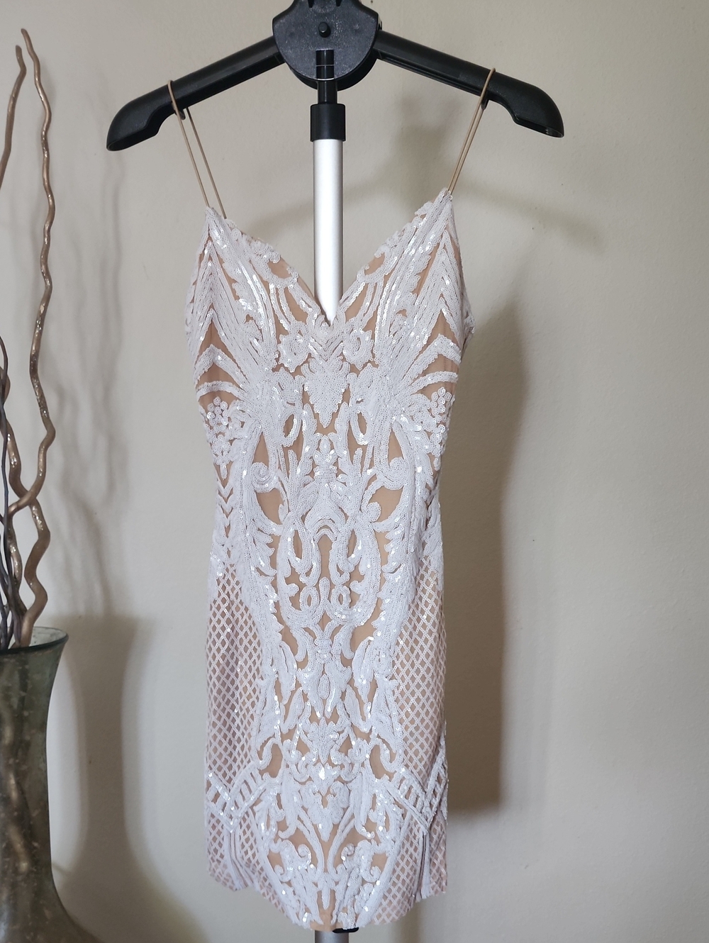 B Darlin Cream Lace Backless Dress